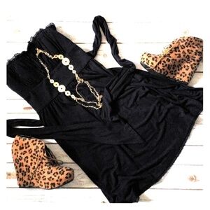 Betsey Johnson navy strapless dress with tie NWT